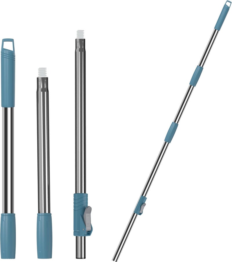 3-Section 35-to-61 Inch Spin Mop Extended Spin Mop Replacement Mop Handle Compatible with Round Spin Mop Bucket Cleaning System, Microfiber Mop Floor Head Mop - Navy Blue